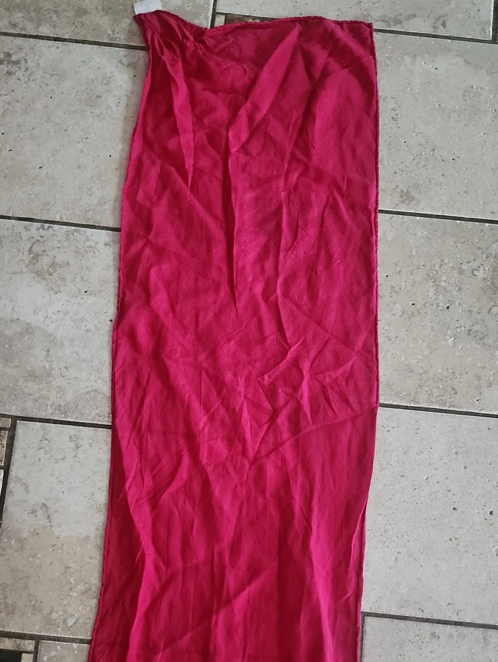 Vtg Made In Korea Sanded Silk Fuschia Pink Scarf